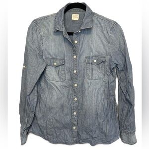 J.Crew Chambray Button Down Denim Shirt Sz S